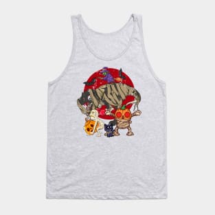 Dinosaur Mummy Pumpkin Cat Witch Halloween Crew Party Tank Top